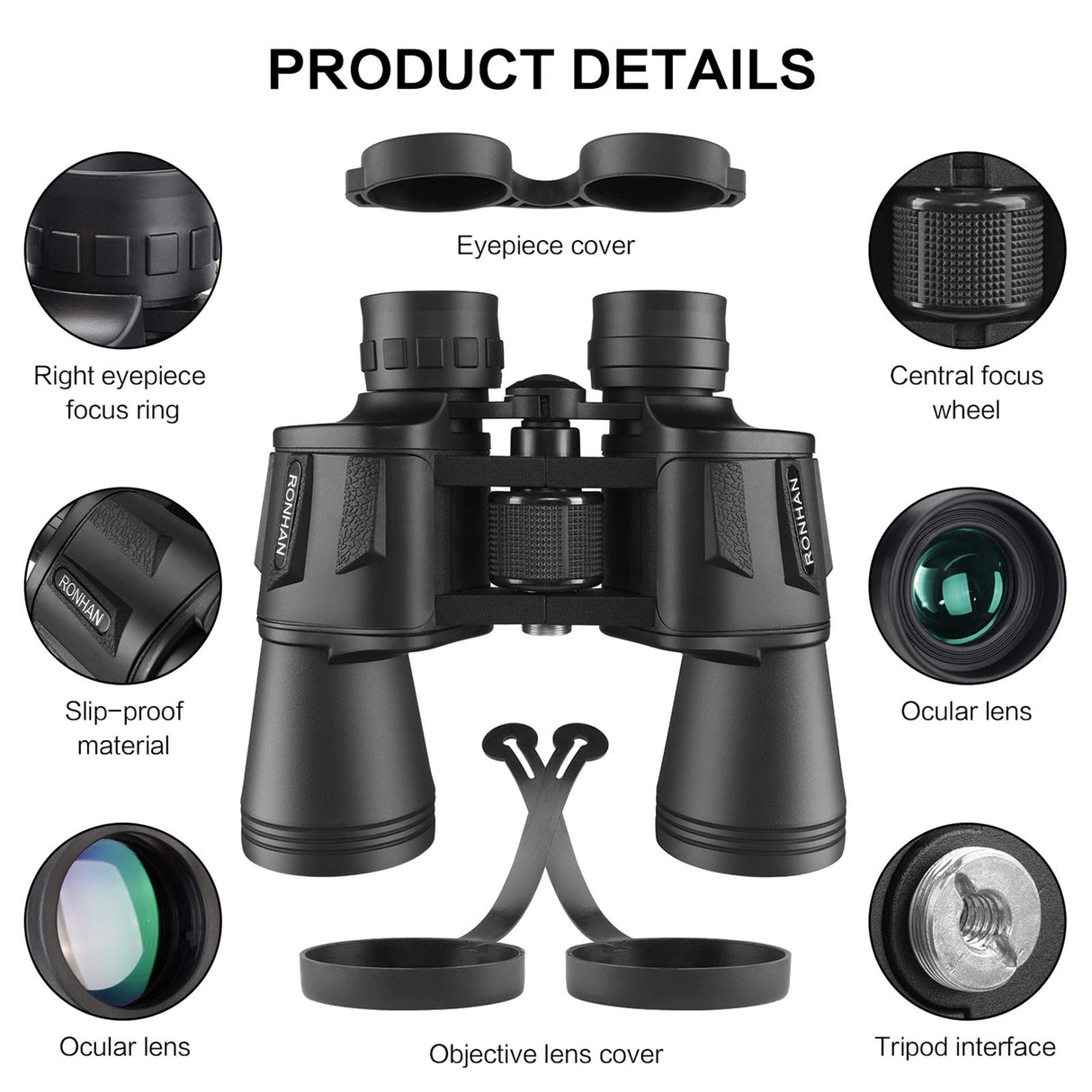 High Power Binoculars for Adults, Military Compact HD Professional/Daily Waterproof Binoculars Telescope for Bird Watching Travel Hunting Football Games Stargazing with Carrying Case and Strap