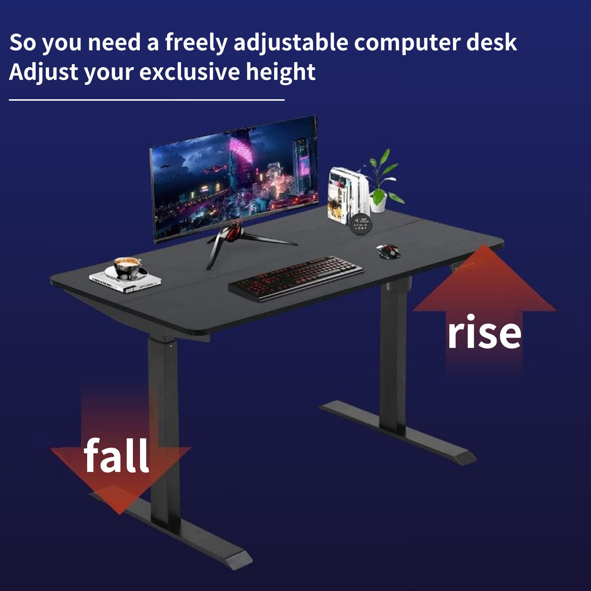 Electric Sit - Stand Desk with Quick Assembly, Ergonomic Memory Controller, Adjustable Height - 120×60 CM Desktop, Black Frame