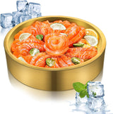 11in Gold Stainless Steel Ice Chilled Serving Trays, Appetizer Cold Serving Tray Platter with Ice, Iced Serving Tray for Parties, Cooling Shrimp Cocktail Serving Dish for Food Fruit (28cm)