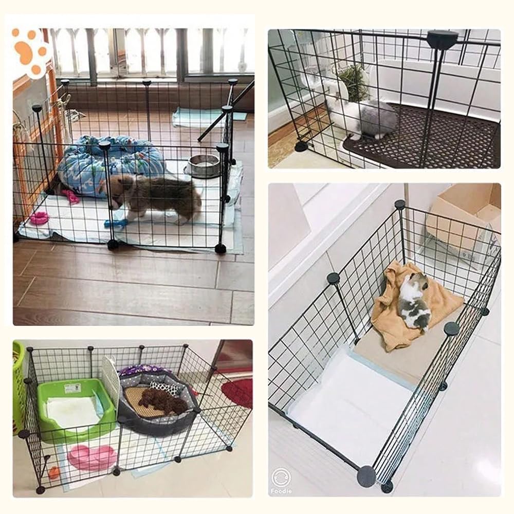 Small Animal Playpen, 12 Panels Guinea Pig Cages, Pet Playpen, Rabbit Cage, Small Animal Cage, Puppy Kitten Dog Playpen, Indoor Outdoor Portable Metal Wire Yard Fence