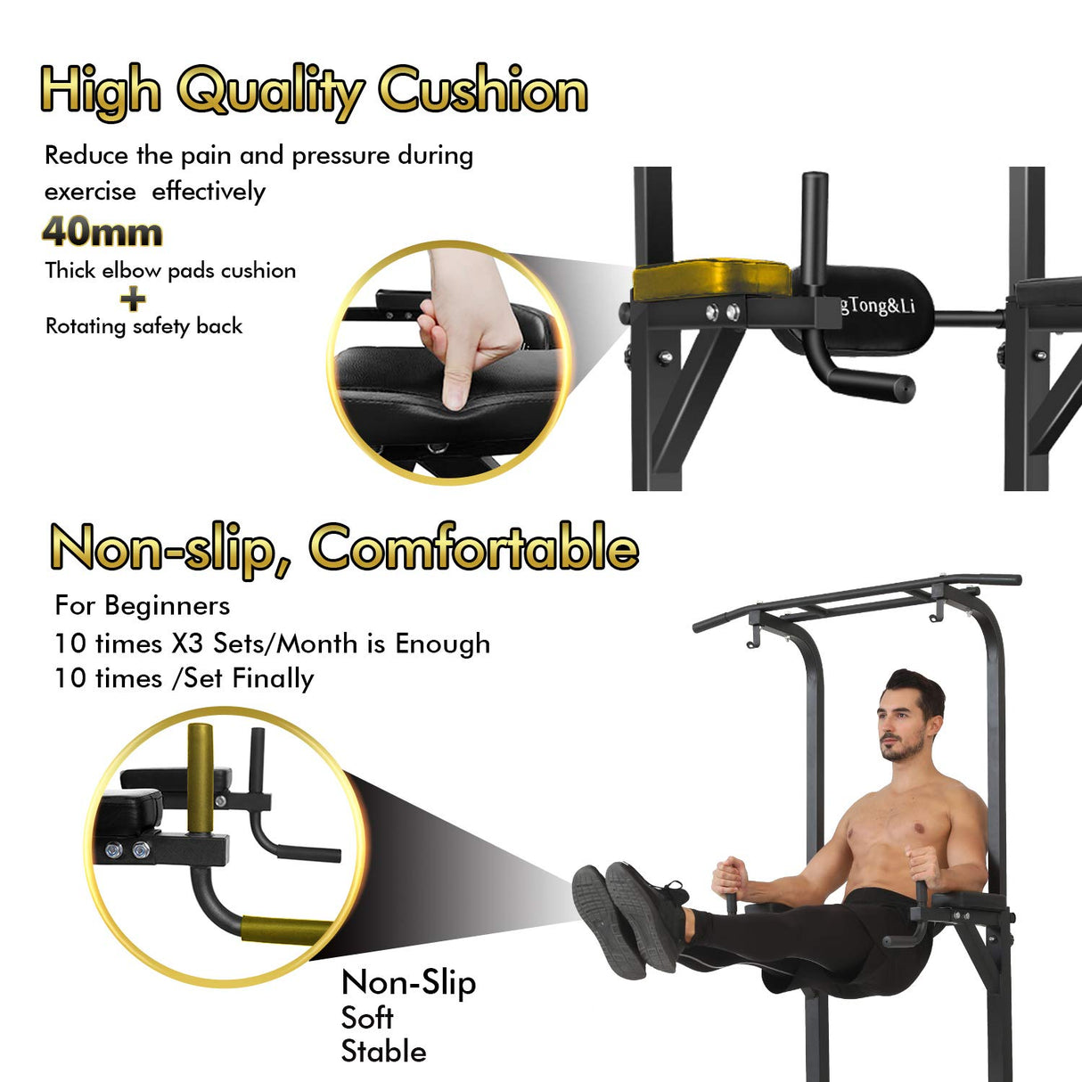 Power Tower Workout Pull Up & Dip Station Adjustable Multi-Function Home Gym Fitness Equipment