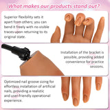 Practice Hand for Acrylic Nails,Silicone Fake Hand for Nail Practice with Adjustable Bracket, Flexible Nail Mannequin Hand for DIY Nails Art Beginners/Nail Salon Artists