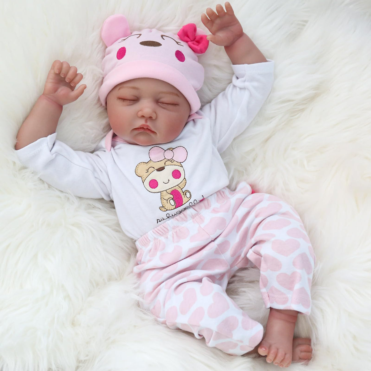 Reborn Baby Doll Girl, 60cm Soft Weighted Body, Cute Lifelike Handmade Silicone Sleeping Doll