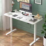 Standing Desk Electric Height Adjustable Sit Stand Desk 120 * 60cm Motorised Home Office Computer Workstation White Desktop and White Frame