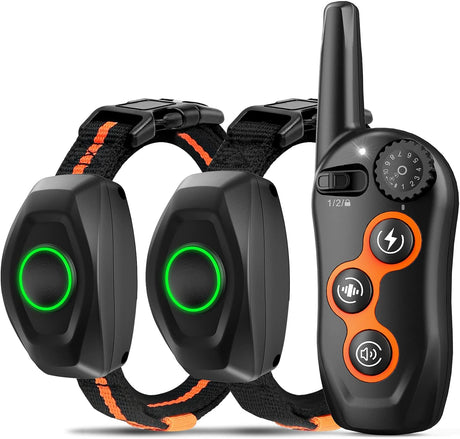 Dog Training Collar, IPX7 Waterproof Shock Collar with Remote Range 1300ft, 3 Training Modes, Beep, Shock, Vibration, Rechargeable Electric Shock Collar for Small Medium Large Dogs