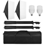 Photography Softbox Lighting Kit 2 x 25W LED Continuous Lighting Soft Box with Adjustable Light Stand for Portraits Video Shooting + Carry Bag