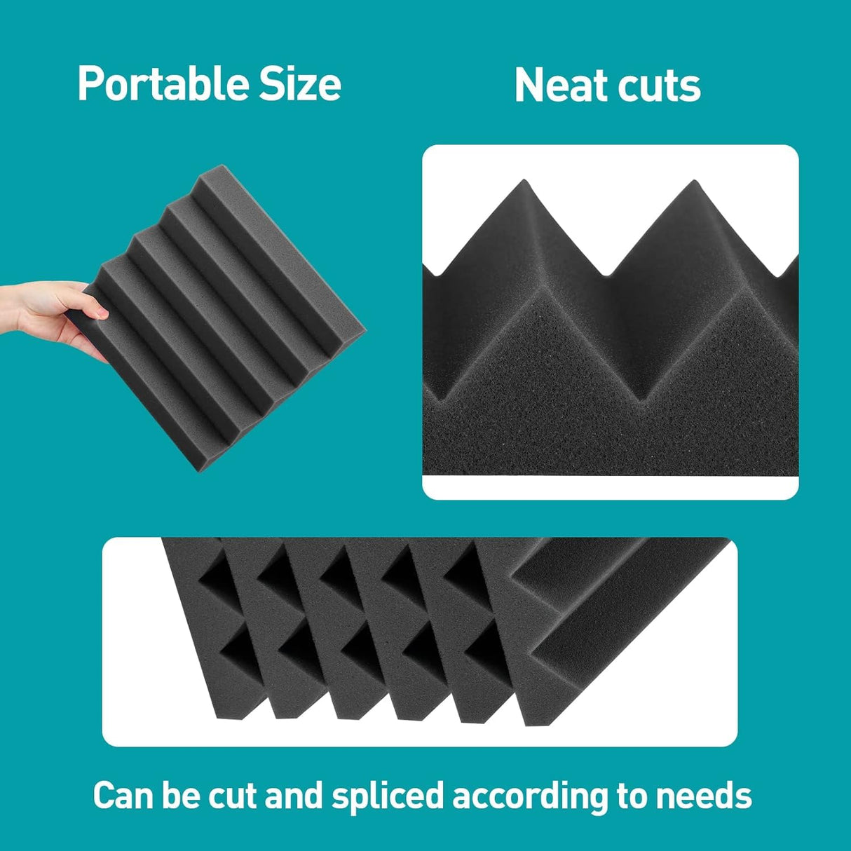 48 Pack Sound Proof Foam Panels Pack Acoustic Foam,25 X 25 X 5 cm Wedges Acoustic Panels,Sound Absorbing Panels for Studio/Office/Home Sound Proof Panels for Walls (2.5cm)