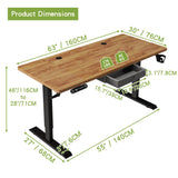 Radlove Height Adjustable Electric Standing Desk with Drawer, 63 x 30 Inch (160x76CM) Stand Up Table, Computer Desk Splice Board, Home Office Computer Ergonomic Desk, Rustic Brown Top + Black Frame