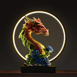 Hmusnwol-Dragon Figurines Lamp-Collectible Figurines-Dargon Statue - 13.18 inch LED Circle Table Lamp Figurine Dungeon and Dragons Gifts