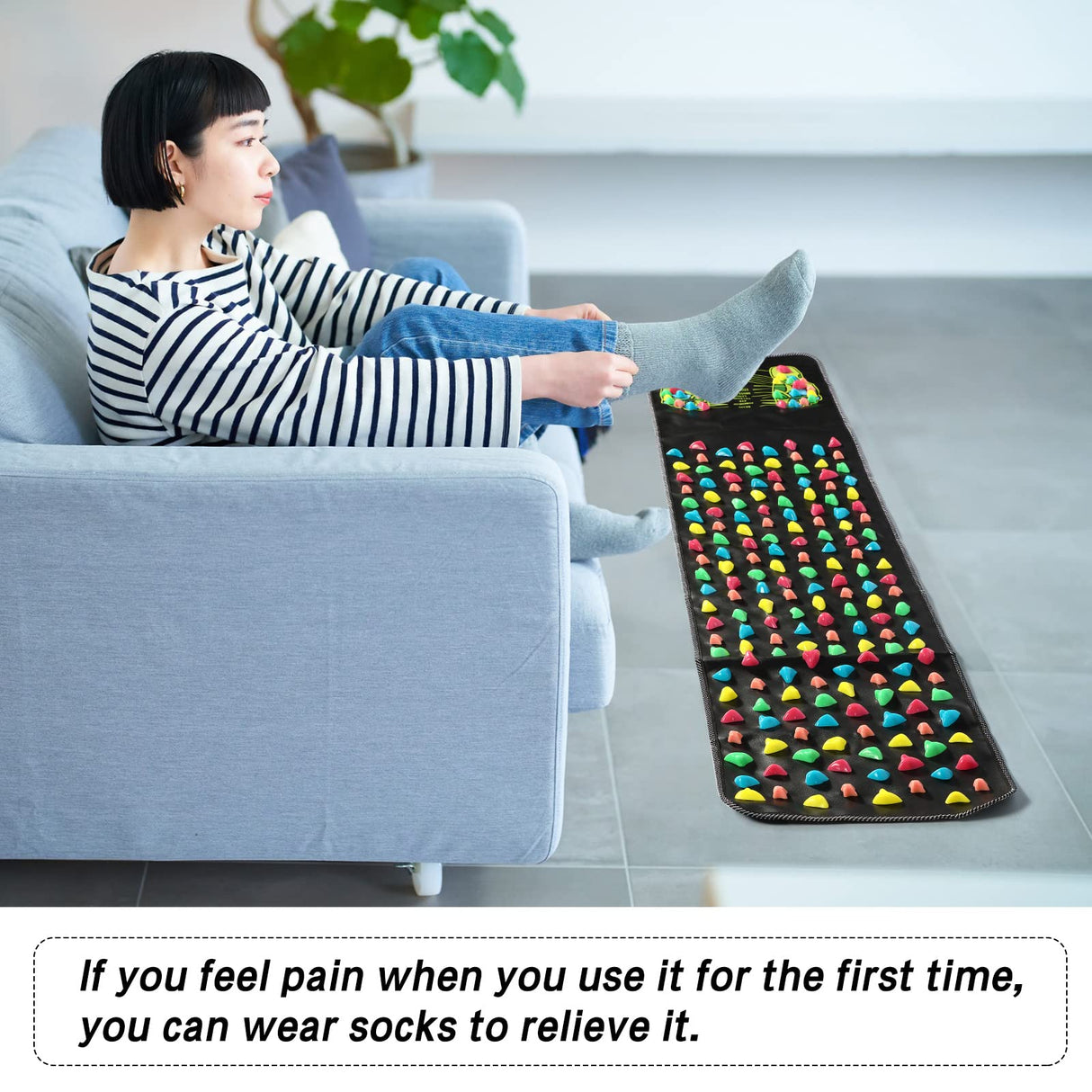 Foot Massage Mat Reflexology Walk Stone Road Foot Massage Acupoint Mat for Acupressure Relaxes Massage Mat for Long Sitting Elderly Students and Office Workers (68.89 x 13.78 Inches)