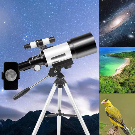 Telescope,Telescopes for Adults Kids Beginners, 70mm Aperture Astronomy Refractor HD Telescopes (15X-150X) with Tripod, Phone Adapter and Moon Filter