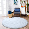 Fluffy Round Rug Carpets, Modern Shaggy Circle Rug for Kids Bedroom Extra Comfy Cute Nursery Rug Small Circular Carpet for Boys Girls Room Home Decor Area Rug, 4ft Rugs, White