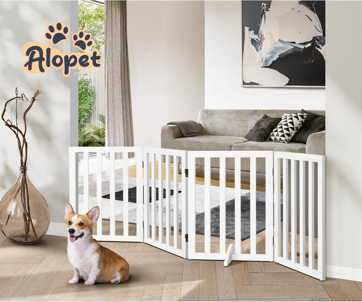 Foldable Dog Gate Wooden Pet Fence