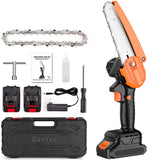 Mini Chainsaw 6 Inch, 1 Year Warranty, Cordless Electric Handheld Chainsaw 21v Portable Battery Powered Chain Saws with Safety Lock, (2 batteries and 2 chains 0.7kg) (6 Inch Mini Chainsaw)