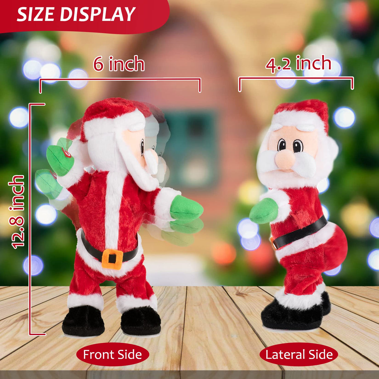 Twerking Santa Claus - Dancing Santa with Music Animated Christmas Stuffed Plush Doll Singing English Song Xmas Santa Toy for Kids