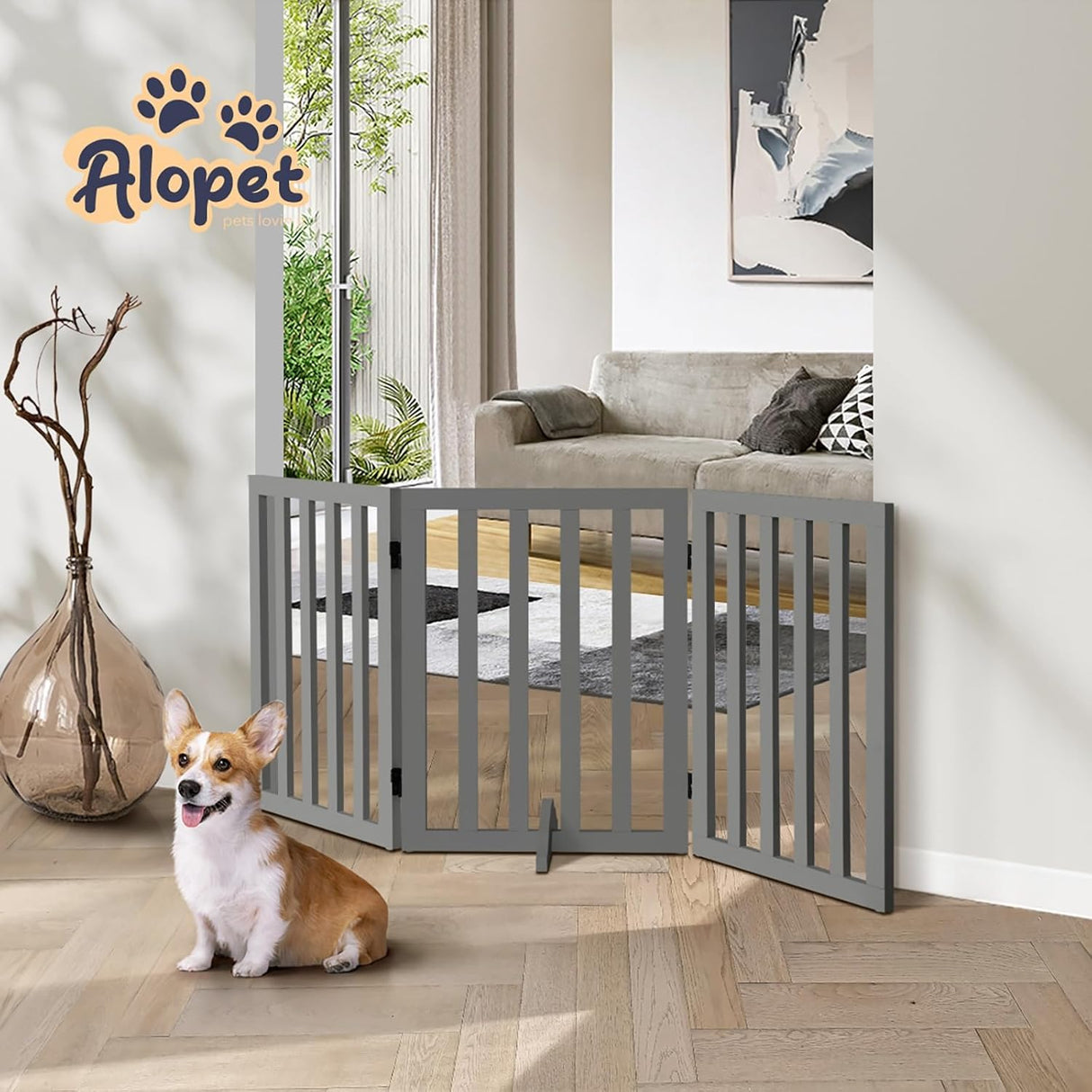 Foldable Dog Gate Wooden Pet Fence