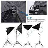 Softbox Lighting Kit, Professional Photography 2X 85W 3200K-5600K Dimmable LED Continuous Light Studio Equipment with 50x70cm Soft box Reflectors for Portrait Product Fashion Shooting.