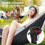 Hammock Camping, Portable Single/Double Hammocks for Outdoor Hiking Travel Backpacking - 210D Nylon Hammock Swing for Backyard & Garden (Black/Gray)