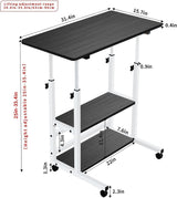 Adjustable Height Standing Large Desk,Portable Laptop Computer Desk,Office Furniture Small Spaces Desk Sofa Bedside Desk Learn Play Game Desk,Wheels Movable Storage Desk