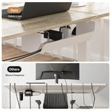 Electric Standing Desk, Height Adjustable Ergonomic Sit Stand Desks with Hanging Hooks and Cable Management, 100 x 55 cm Whole Piece Desktop, for Small Space, White Frame+Oak Desktop