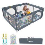 Baby Playpen 200 x 160 cm, Extra Large Baby Play Pen with 50 Ocean Balls, 4X Pull Rings, Non-Slip Playpen for Toddlers with Durable Zippered Door, Storage Bag for Outdoor Use