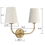 Classic Double Sconce Antique Wall Sconce, 2-Light Flared Funnel Linen Beige Lampshade with Round Base Wall Fixture Lighting(Antique)