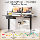 Electric Height Adjustable Standing Desk, Ergonomic Sit Stand Desk, Stand up Computer Workstation w/USB Charging Port, Storage Drawer, 2 Cable Holes, for Home Office 140 x 70 cm