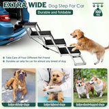 Extra Wide Dog Ramps for Cars,48.2cm Widen Dog Steps for Large Dogs with Non-Slip Surface,Portable Aluminum Folding Pet Ramp for Dogs,Lightweight Dog Stairs for Cars SUV & Trucks, Supports up to 100KG