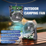 Camping Fan with LED Lantern, 7800mAh Battery Powered Fan with Hooks, 270° Rotation, Stepless Speed, Quiet Rechargeable Camping Fan for Picnic, Barbecue, Fishing, Travel, Home... (Green)