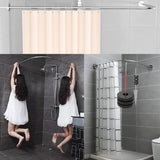 Stretchable 304 Stainless L Shaped Bathroom Bathtub Corner Shower Curtain Rod Rack (70-100cm X 70-100cm), Drill Free Install, for Bathroom, Clothing Store, Private space