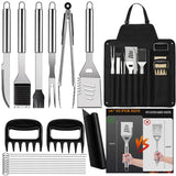 Barbecue Tool Sets with BBQ Apron,Increase Size(16in/40cm) Greater Safety,Barbecue Grill Tool Set,BBQ Grill Kit for Barbecue Indoor Outdoor,House Party and Picnic Stainless Steel BBQ Accessories