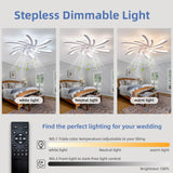 Ceiling Fan with Lights and Remote Control, Low Profile 31'' Ceiling Fan,3 Colors LED Light Dimmable Design,6 Wind Speeds, Timer Function and Stylish for Bedroom, Living Room, Kitchen (White)