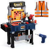 Kids Tool Bench with Realistic Tools and Electric Drill, Transformable Kids Tool Set, Toddler Tool Bench Pretend Play Learning Boys & Girls Age 3-5 (with Work Clothes)