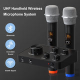 Portable Karaoke Microphone Mixer System Set, with Dual UHF Wireless Mic, HDMI & AUX in/Out for Karaoke, Home Theater, Amplifier, Speaker