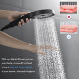 Decaura 3-Mode Handheld Shower Head with 150cm Shower Hose Brass Wall Elbow Bracket Soft Spray Luxury Massage (Matt Black)