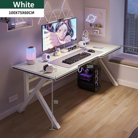 Large Gaming Desk,Ergonomic Lage Gaming Desk,K-Shaped Computer Desk,Home Office Workstation,Space-Saving,Easy to Assemble (White, 100CM)