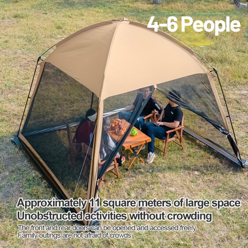 Portable Marquee Camping Gazebo Outdoor 330x330cm, Mesh Beach Canopy Tent Sun Shelter Screen House for Family 4-6 Person