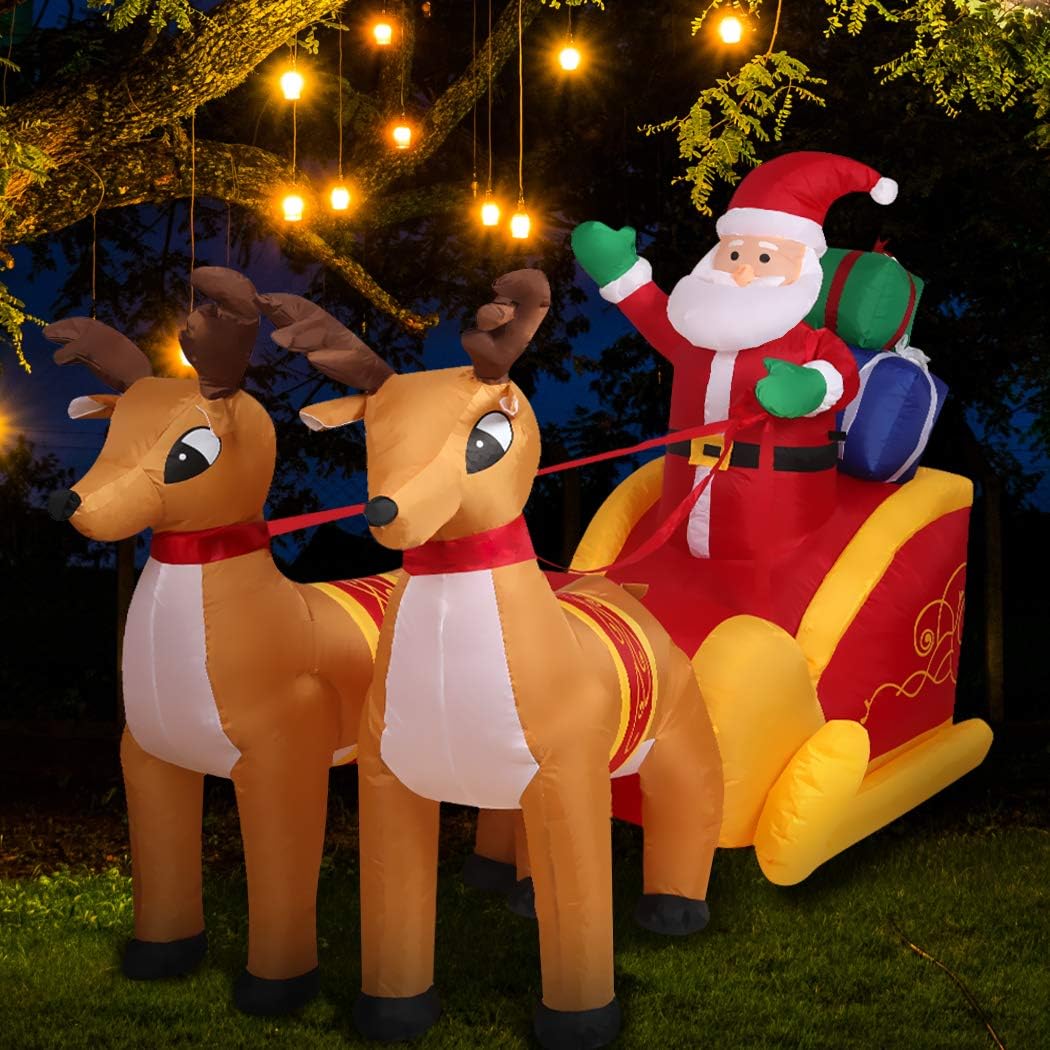 Santaco Inflatable Christmas Outdoor Decorations Santa LED Lights Xmas Party