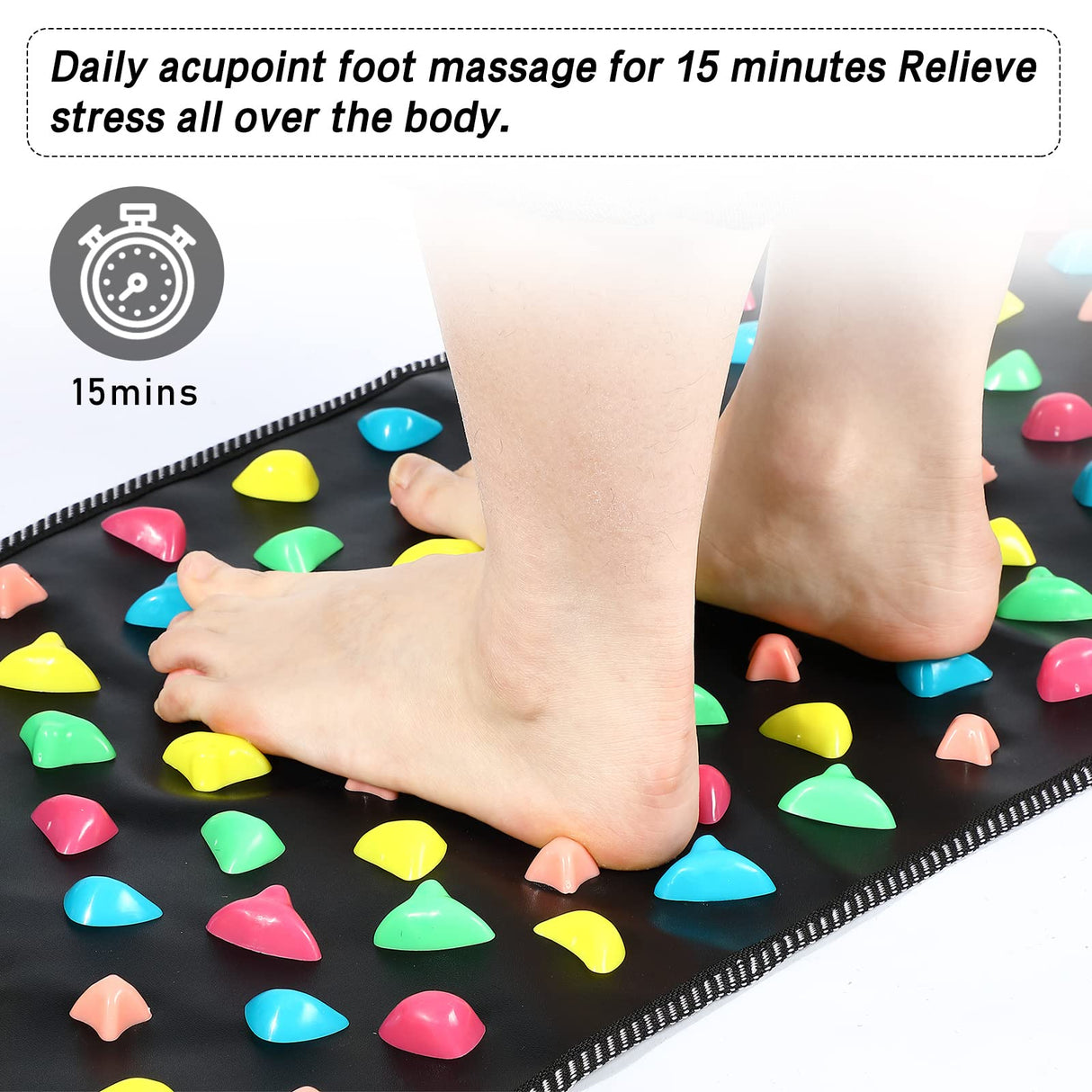 Foot Massage Mat Reflexology Walk Stone Road Foot Massage Acupoint Mat for Acupressure Relaxes Massage Mat for Long Sitting Elderly Students and Office Workers (68.89 x 13.78 Inches)