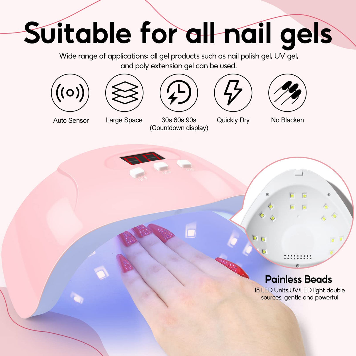 Acrylic Nail Kit with Nail Drill Machine 36W LED U V Nail Dryer with Acrylic Powder White Pink Clear and 36Pcs Nail Glitter Powder with basic manicure tools for Nail Builder for Women