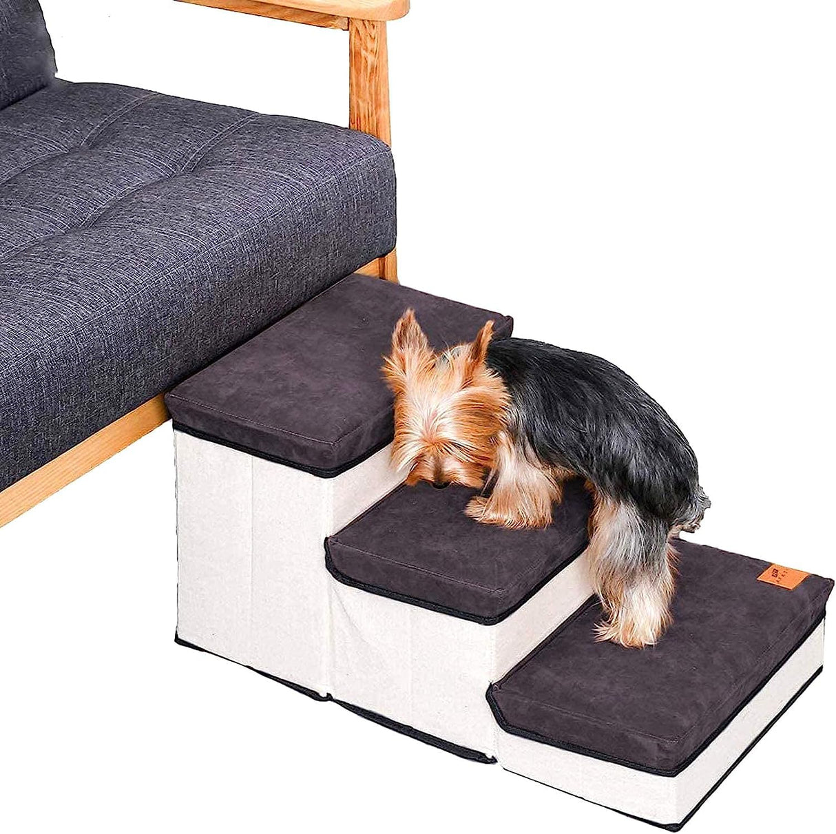 Dog Stairs for Small Dogs - Pet Stairs for Beds and Couch, Foldable Dog Stairs with 3 Storage Boxes - Pet Steps for dog steps small dog,Non-Slip Bottom Dog Steps