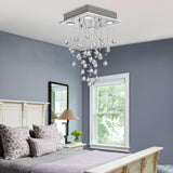 Modern Crystal Raindrop Chandelier Lighting Flush Mount LED Ceiling Light Fixture Pendant Lamp for Dining Room Bathroom Bedroom Livingroom 4 GU10 LED Bulbs Required Width 35 cm Height 50 cm