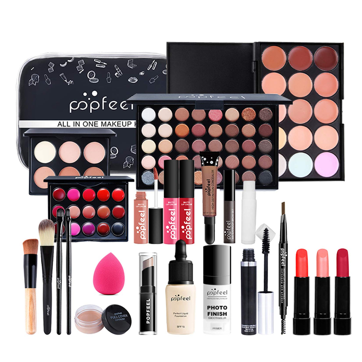 Professional Makeup Set,MKNZOME 24 Pcs Cosmetic Starter Kit With Storage Bag Portable Travel Make Up Palette Birthday Xmas Gift Set Full Sizes Eyeshadow Face Powder Lip Gloss for Teenage & Adults