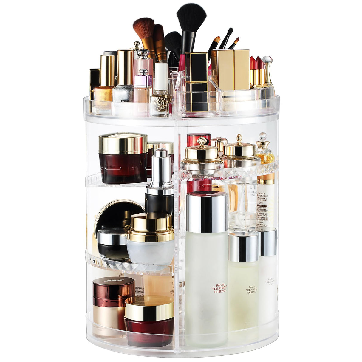 Makeup Organizer, 360 Degree Rotating Adjustable Cosmetic Storage Display Case with 8 Layers Large Capacity, Fits cosmetics, Makeup Brushes, Lipsticks and More, Clear