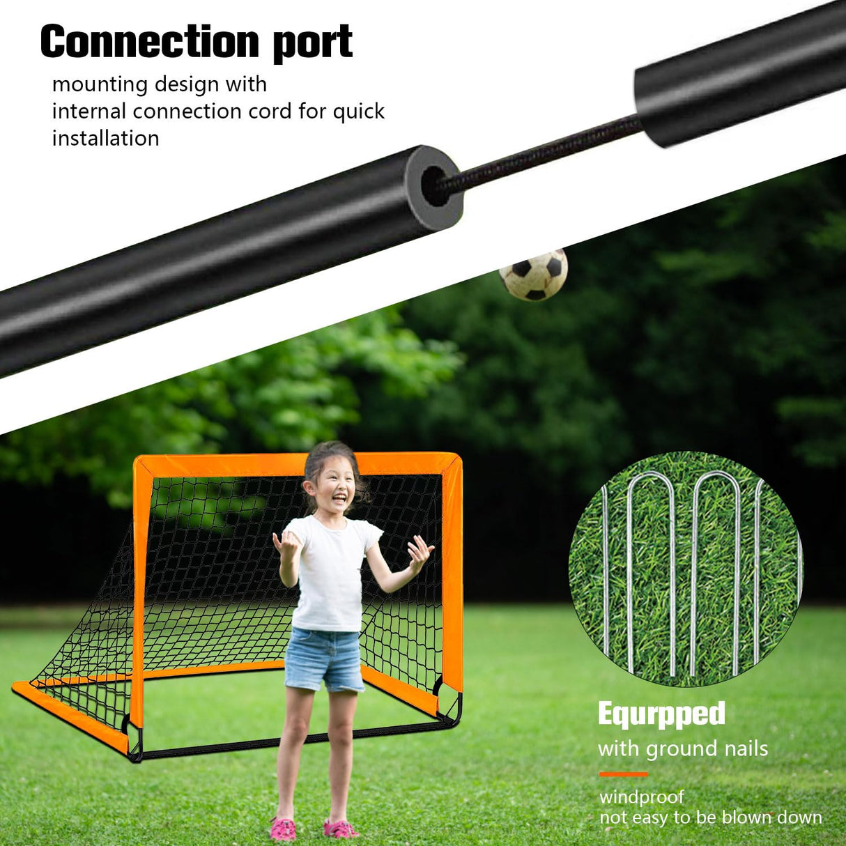 Kids Soccer Goal Pop Up Soccer Goals Set for Backyard Easy Assembly Play Soccer Net for Backyard Football Net for Kids and Adults Soccer Training Equipment Portable Pop Up Goals Soccer