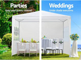 3x3 Marquee Gazebo, Camping Tent Wedding Gazebos Garden Shed Outdoor Party Canopy Patio Carport Car, White 4 Window Wall Carry Bag Water Resistant and UV