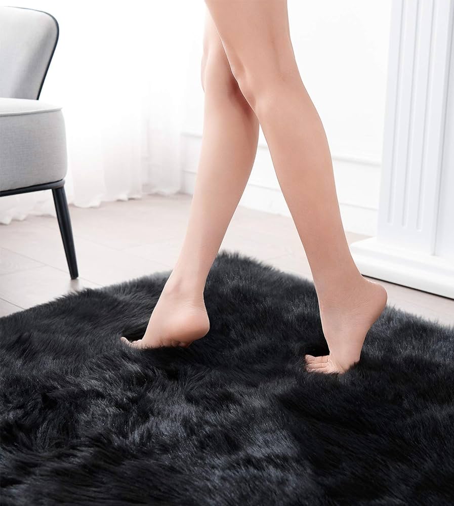 Ultra Soft Fluffy Rug Pink Faux Sheepskin Fur Rug Shaggy Couch Cover Furry Carpet for Kids Room Fuzzy Plush Rug for Bedroom Living Room Runner, 2x6 Feet (Sheepskin Shape,Pink)