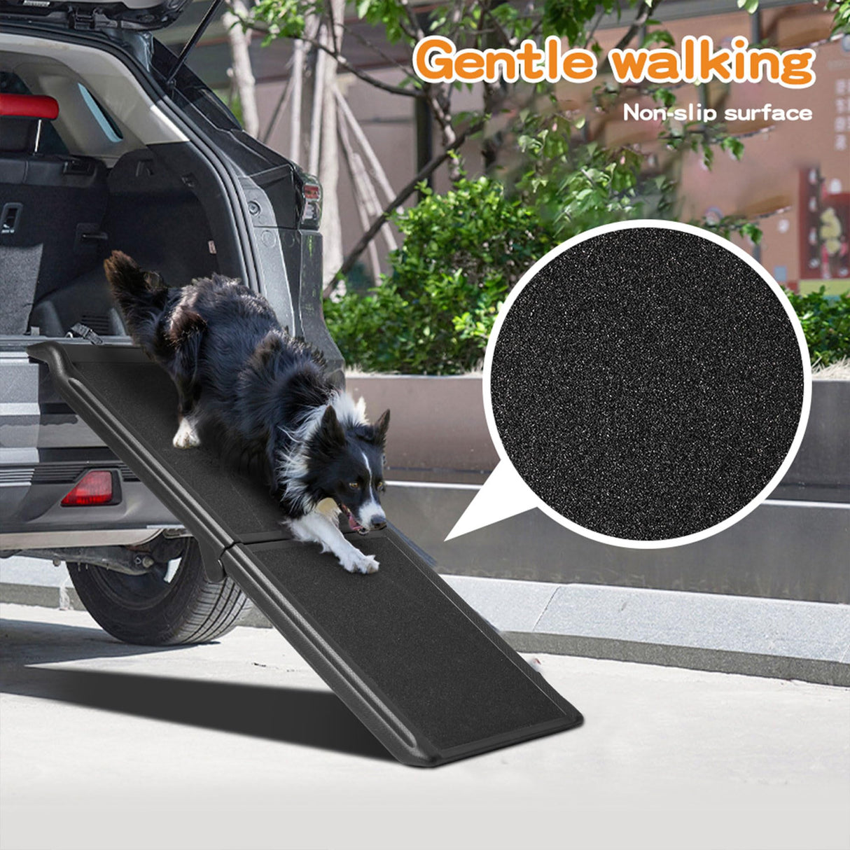 Dog Ramp for SUV,Truck,2 layer Car Stairs Step Ladder for Pet,Non-Slip,Foldable,Portable,for Large Dogs - Lightweight Plastic Frame,50kg,Black capacity