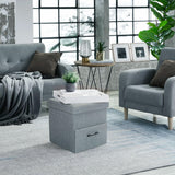 Folding Ottoman Storage Cube Footstool with Drawer Stool Blanket Box Oxford Linen 40x40x40cm