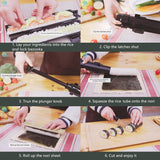 Sushi Making Kit, All in One Sushi Bazooka Maker with Bamboo Mats, Bamboo Chopsticks, Avocado Slicer, Paddle, Spreader, Sushi Knife, Chopsticks Holder, Cotton Bag, DIY Sushi Roller Machine